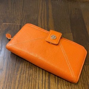 Orange leather wallet